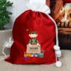Children's Personalised Christmas Elf Luxury Pom Pom SackBG-7065 -Santa Gifts Shop BG 7065