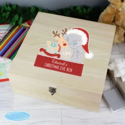 Personalised Tiny Tatty Teddy Large Wooden Christmas Eve BoxBG-7067