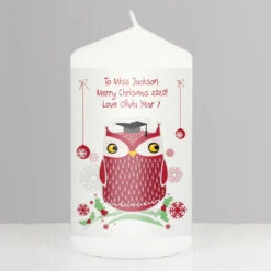 Personalised Christmas Owl Teacher Candle Appreciation GiftBG-7110