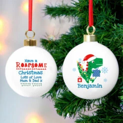 Personalised Dinosaur Have A Roarsome Christmas BaubleBG-7611 8 Personalised Dinosaur Have A Roarsome Christmas BaubleBG-7611 -Santa Gifts Shop BG 76110002