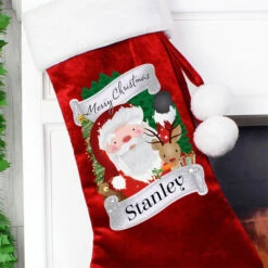 Kid's Personalised Christmas Santa Red StockingBG-7639 -Santa Gifts Shop BG 76390002