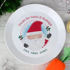 Personalised Santa Christmas Eve Mince Pie Plastic PlateBG-7644
