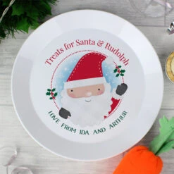Personalised Santa Christmas Eve Mince Pie Plastic PlateBG-7644 -Santa Gifts Shop BG 76440002