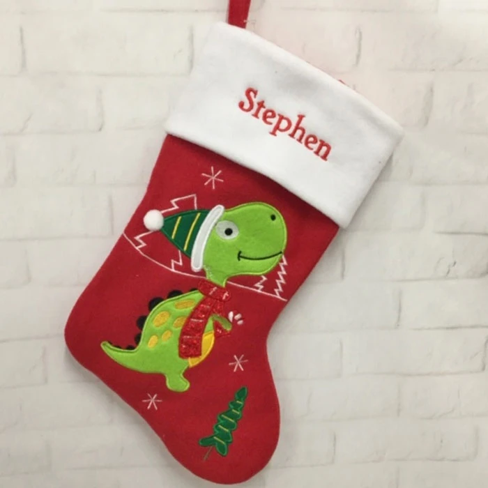 Personalised Dinosaur Christmas StockingBG-7693 3 Personalised Dinosaur Christmas StockingBG-7693