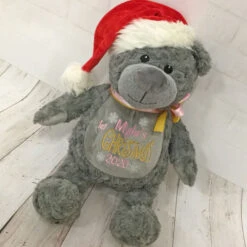 Kid's Personalised Embroidered Christmas Teddy Bear GreyBG-7697