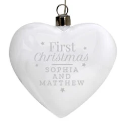Personalised First Christmas LED Hanging Glass HeartBG-7722 -Santa Gifts Shop BG 77220003
