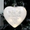 Personalised Merry Christmas LED Hanging Glass HeartBG-7724 -Santa Gifts Shop BG 7724