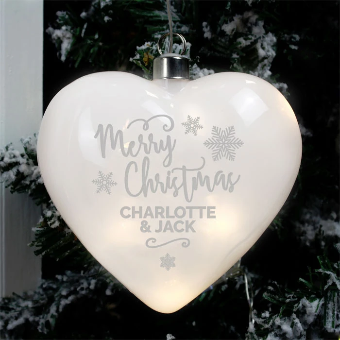 Personalised Merry Christmas LED Hanging Glass HeartBG-7724 3 Personalised Merry Christmas LED Hanging Glass HeartBG-7724