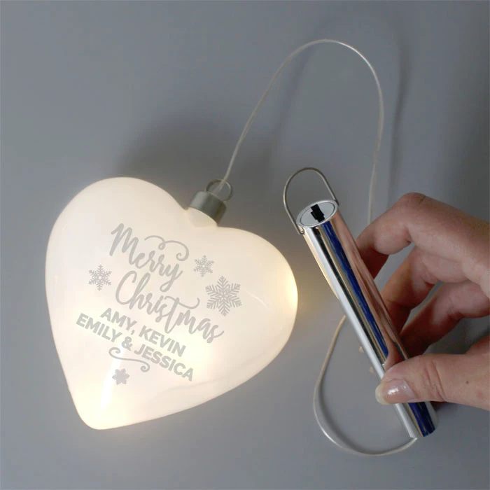 Personalised Merry Christmas LED Hanging Glass HeartBG-7724 5 Personalised Merry Christmas LED Hanging Glass HeartBG-7724 - Image 3