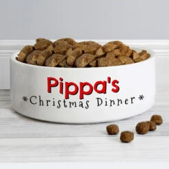 Personalised Christmas Dinner 14cm Medium Pet BowlBG-7756