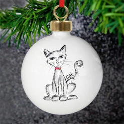 Personalised Ceramic Cat Christmas Tree BaubleBG-7802