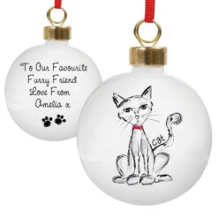 Personalised Ceramic Cat Christmas Tree BaubleBG-7802 -Santa Gifts Shop BG 78020002