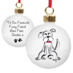 Personalised Ceramic Dog Christmas Tree BaubleBG-7803