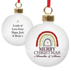 Personalised Christmas Free Text Ceramic BaubleBG-7807 -Santa Gifts Shop BG 78070003