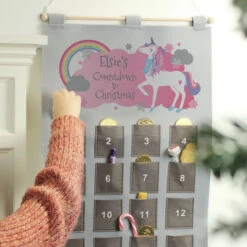 Girl's Personalised Silver Christmas Unicorn Advent CalendarBG-7812
