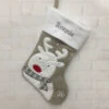Personalised Grey Reindeer Christmas StockingBG-7820 -Santa Gifts Shop BG 7820
