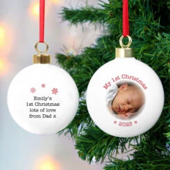 My 1st Christmas Photo Upload Christmas Tree BaubleBG-7851