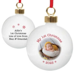 My 1st Christmas Photo Upload Christmas Tree BaubleBG-7851 -Santa Gifts Shop BG 78510002