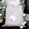 Personalised Christmas Unicorn Luxury Silver Pom Pom SackBG-7902 2 Personalised Christmas Unicorn Luxury Silver Pom Pom SackBG-7902 -Santa Gifts Shop BG 7902