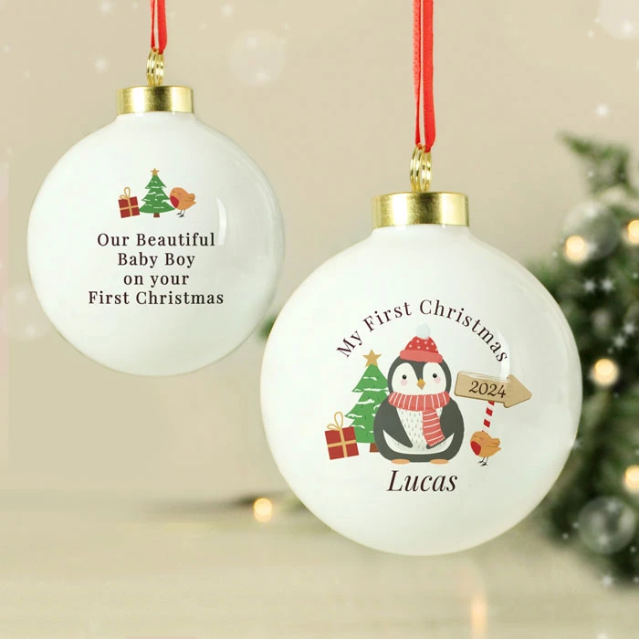 Personalised China Christmas Penguin Tree BaubleBG-8436 5 Personalised China Christmas Penguin Tree BaubleBG-8436 - Image 3