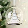 Personalised Wooden Christmas Tree Glass Bauble DecorationBG-8446