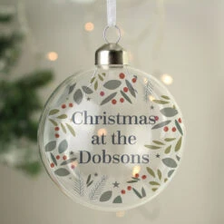 Personalised Festive Christmas Glass Tree BaubleBG-8447 -Santa Gifts Shop BG 84470002