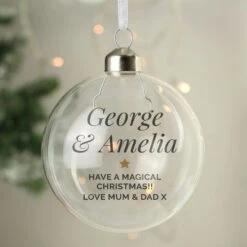 Personalised Gold Star Glass Christmas Tree BaubleBG-8449 -Santa Gifts Shop BG 84490003