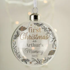 Personalised First Christmas As... Glass Tree BaubleBG-8450 8 Personalised First Christmas As... Glass Tree BaubleBG-8450 -Santa Gifts Shop BG 84500002