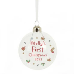 Personalised First Christmas Glass BaubleBG-8451 -Santa Gifts Shop BG 84510002