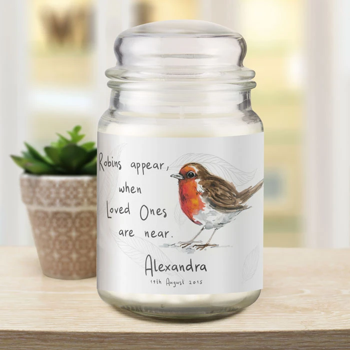 Personalised Robins Appear Memorial Christmas Candle JarBG-8464 4 Personalised Robins Appear Memorial Christmas Candle JarBG-8464 - Image 2