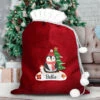 Personalised Christmas Penguin Luxury Pompom Red SackBG-8475 2 Personalised Christmas Penguin Luxury Pompom Red SackBG-8475 -Santa Gifts Shop BG 8475