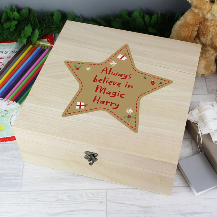 Personalised Christmas Star Large Wooden Keepsake BoxBG-8480 4 Personalised Christmas Star Large Wooden Keepsake BoxBG-8480 - Image 2