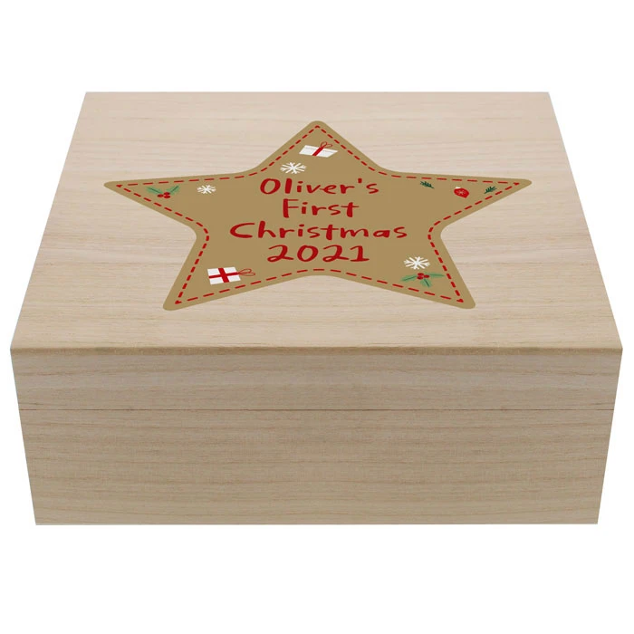 Personalised Christmas Star Large Wooden Keepsake BoxBG-8480 6 Personalised Christmas Star Large Wooden Keepsake BoxBG-8480 - Image 4