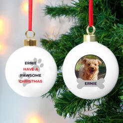 Personalised Pawsome Photo Upload Dog Christmas Tree BaubleBG-8492