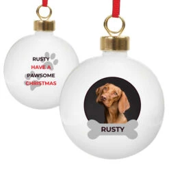 Personalised Pawsome Photo Upload Dog Christmas Tree BaubleBG-8492 -Santa Gifts Shop BG 84920003