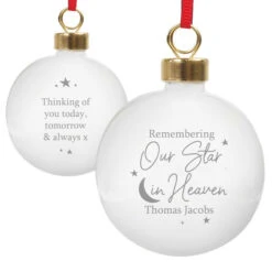 Personalised Our Star In Heaven Memorial Christmas BaubleBG-8494 -Santa Gifts Shop BG 84940003