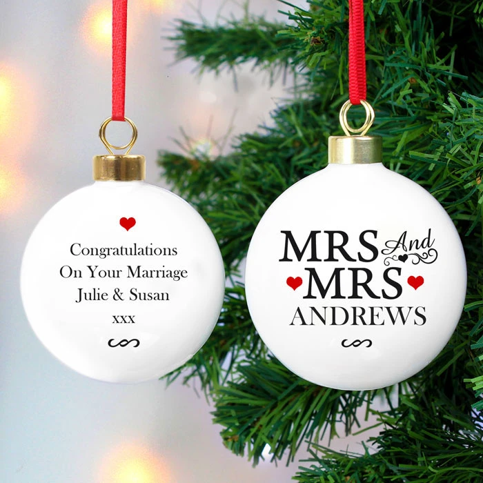 Personalised Mrs & Mrs Same Sex Christmas Tree BaubleBG-8503 3 Personalised Mrs & Mrs Same Sex Christmas Tree BaubleBG-8503
