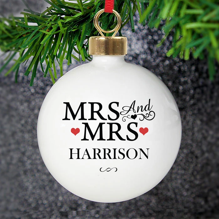 Personalised Mrs & Mrs Same Sex Christmas Tree BaubleBG-8503 4 Personalised Mrs & Mrs Same Sex Christmas Tree BaubleBG-8503 - Image 2