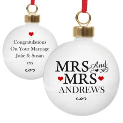 Personalised Mrs & Mrs Same Sex Christmas Tree BaubleBG-8503 7 Personalised Mrs & Mrs Same Sex Christmas Tree BaubleBG-8503 -Santa Gifts Shop BG 85030002