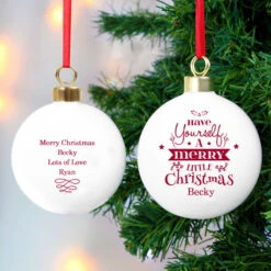 Personalised Merry Little Christmas BaubleBG-8505 -Santa Gifts Shop BG 85050002
