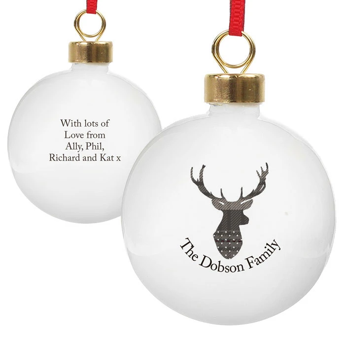 Personalised Highland Stag Traditional Christmas Tree BaubleBG-8506 4 Personalised Highland Stag Traditional Christmas Tree BaubleBG-8506 - Image 2