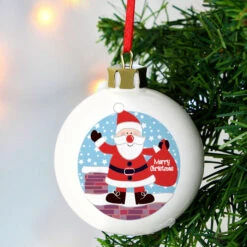 Kid's Personalised Rooftop Santa Christmas Tree BaubleBG-8510 -Santa Gifts Shop BG 85100002