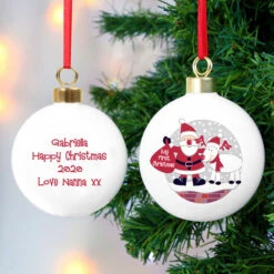 Personalised Rooftop Santa First Christmas BaubleBG-8511