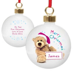 Personalised Teddy Christmas Tree BaubleBG-8512 5 Personalised Teddy Christmas Tree BaubleBG-8512 -Santa Gifts Shop BG 85120001