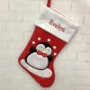 Kid's Personalised Red Bobble Penguin Christmas StockingBG-8525 -Santa Gifts Shop BG 8525