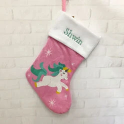 Girl's Personalised Pink Unicorn Christmas StockingBG-8526