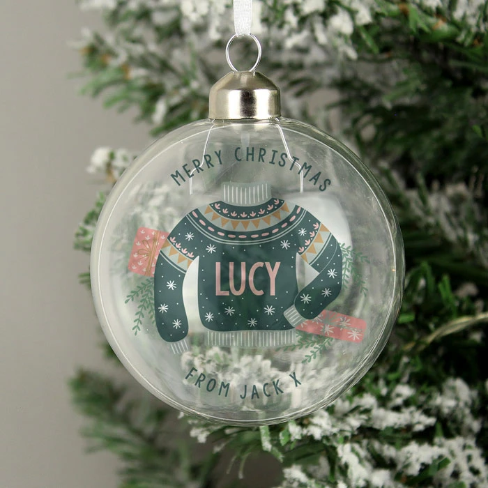 Personalised Cosy Christmas Glass Tree BaubleBG-8544 5 Personalised Cosy Christmas Glass Tree BaubleBG-8544 - Image 3