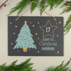 Personalised Christmas Tree Chalk Countdown Slate SignBG-8562