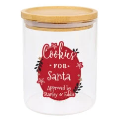 Personalised Christmas Glass Treats Jar With Bamboo LidBG-8570 -Santa Gifts Shop BG 85700004