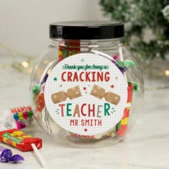 Personalised Cracking Teacher Sweet Jar Christmas GiftBG-8584